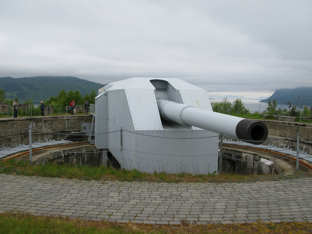 Kanon ved Marine Kystbatteri Trondenes som den ser ud i dag
