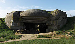 Bunker ved Marine Kystbatteri Longues-sur-mer som den ser ud idag